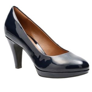 Clark’s Navy Blue Brier Dolly Pump, 11
